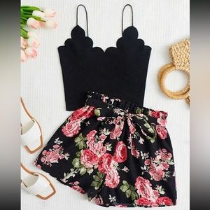 Black Scalloped Camisole Top